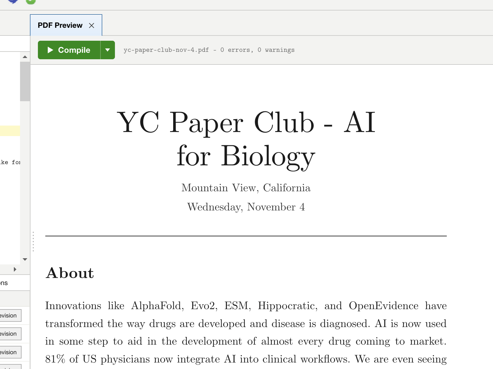 YC Paper Club - AI for Biology